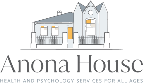 Anona House Logo - illustration of brick period house.